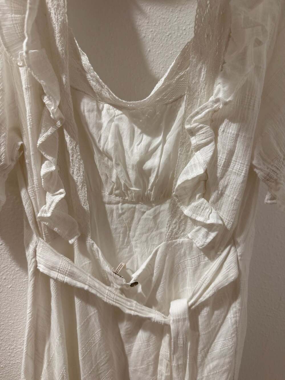 Free People Midi Maxi Dress Size XL White Ruffle Cottagecore - Picture 10 of 12